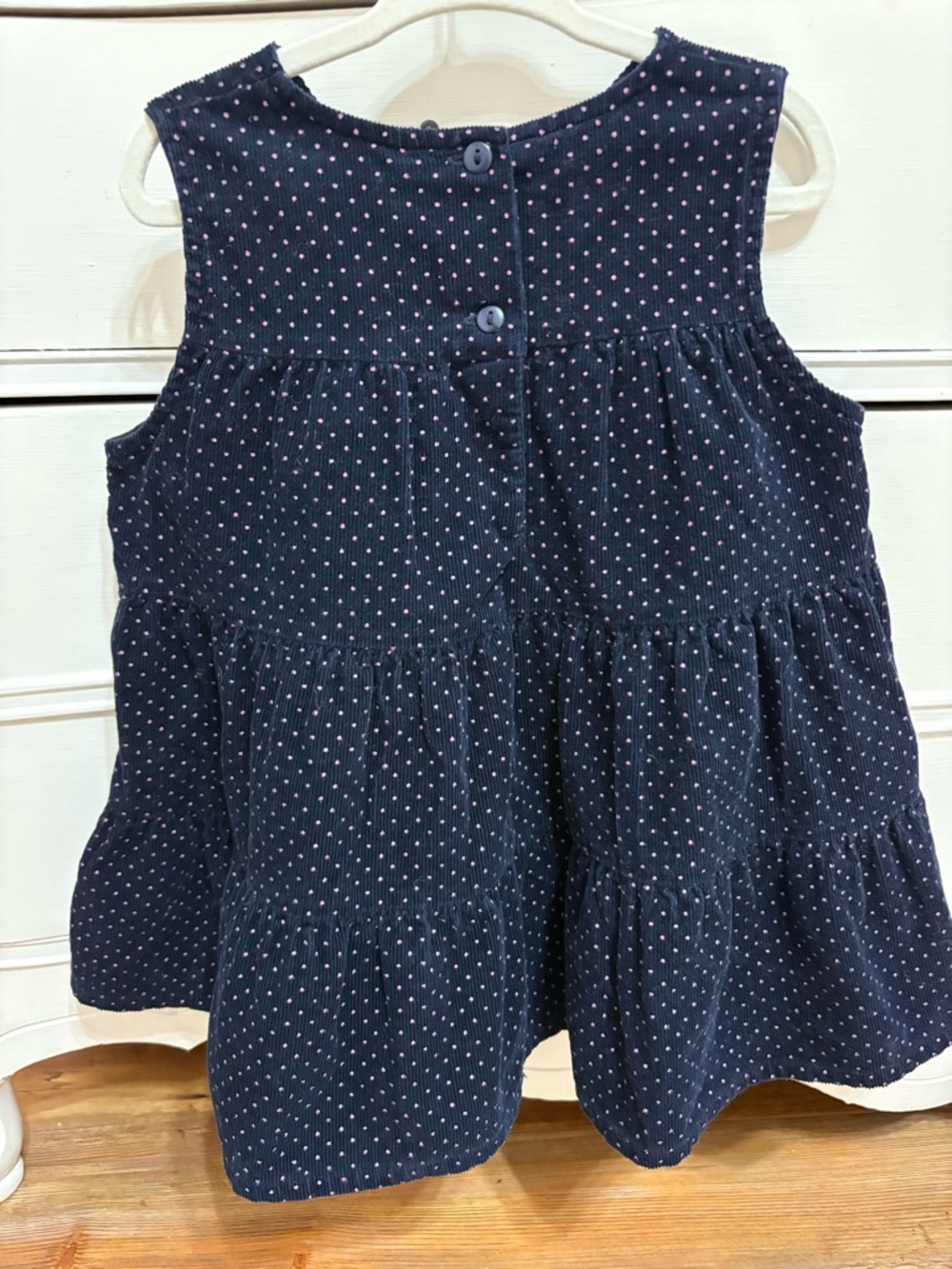 Rare Editions Navy Blue Corduroy Dress with Pink Ballet Slipper Embroidery 24m - Picture 8 of 9